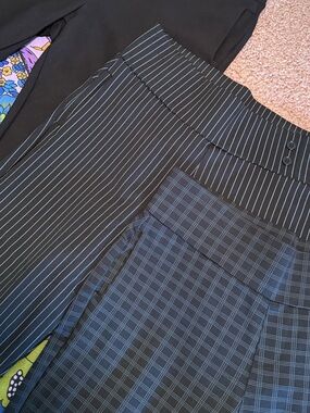 Women’s High-Waist Black Pinstriped Stretchy Dress Pants
